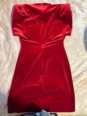 Zara Strapless Velvet Dress in Deep Red